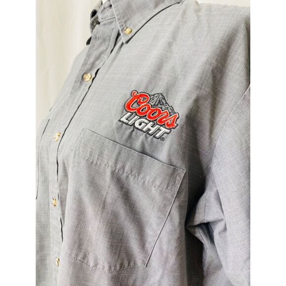 Coors Light Men's Shirt Grey Riverside Dane Button-Down Embroidered Size Medium - Picture 3 of 11